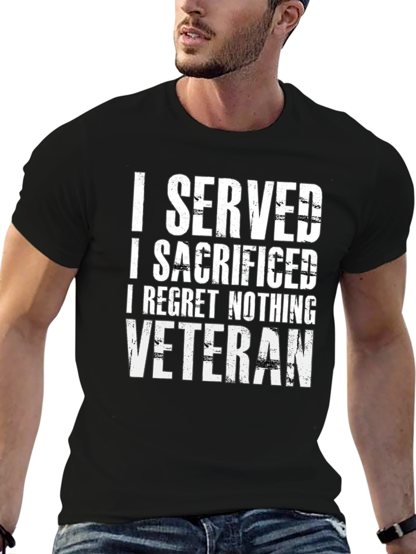 I Served I Sacrificed Veteran Black T-Shirt