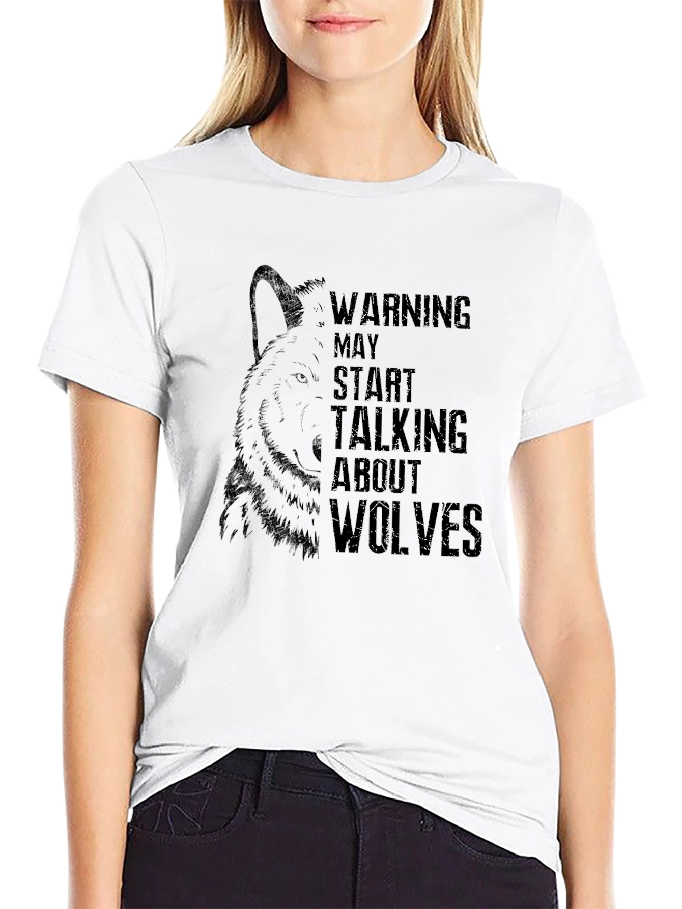 Wolf Graphic T-Shirt - Warning May Start Talking About Wolves