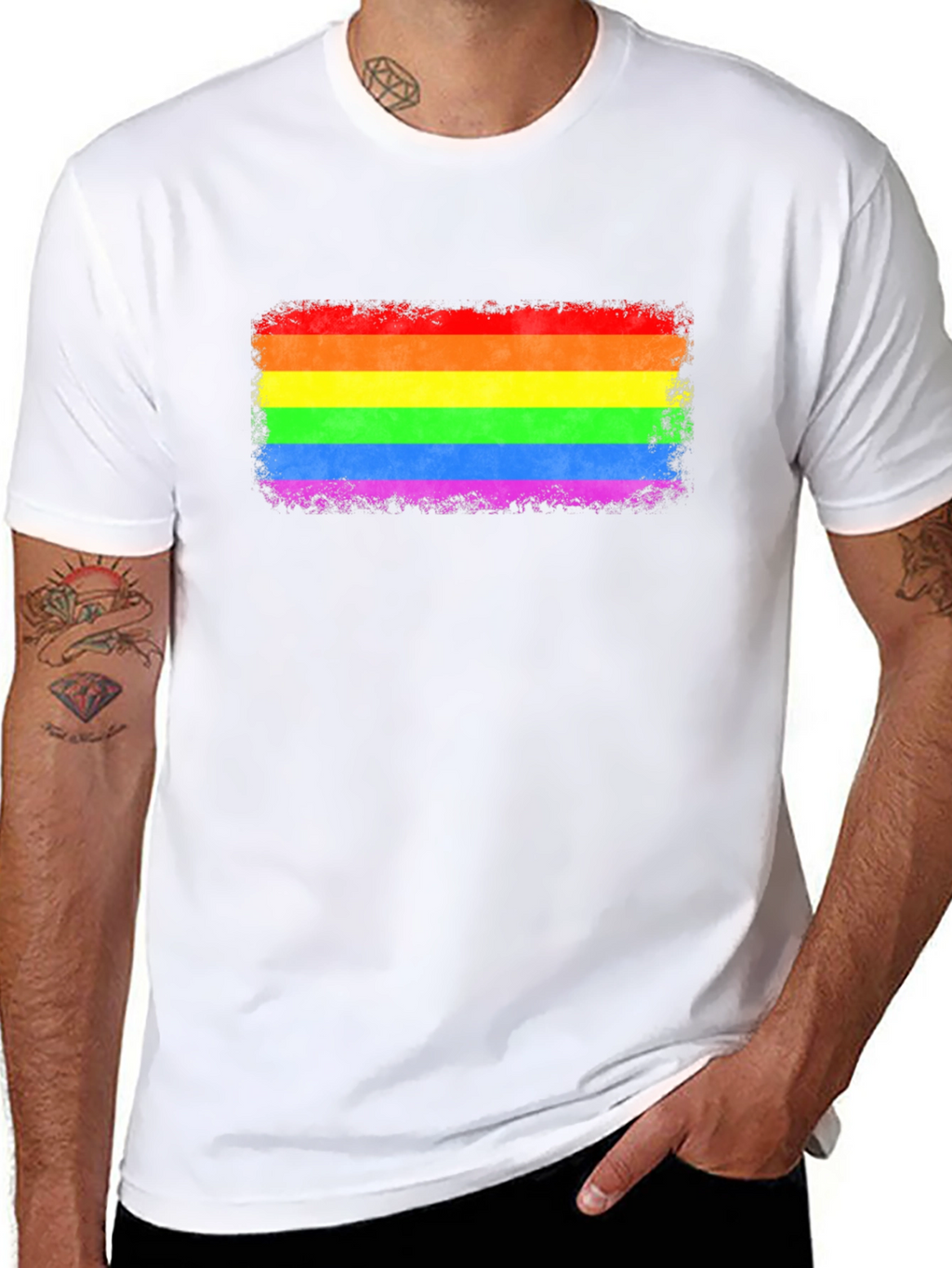 LGBT Pride Rainbow Flag Graphic Tee - Black T-Shirt