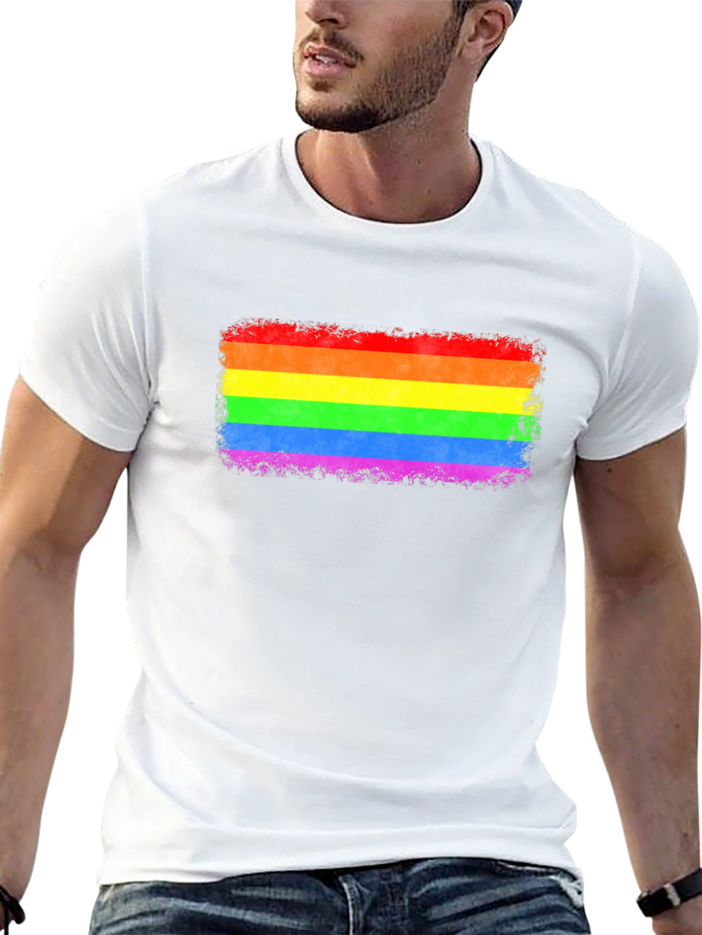 LGBT Pride Rainbow Flag Graphic Tee - Black T-Shirt