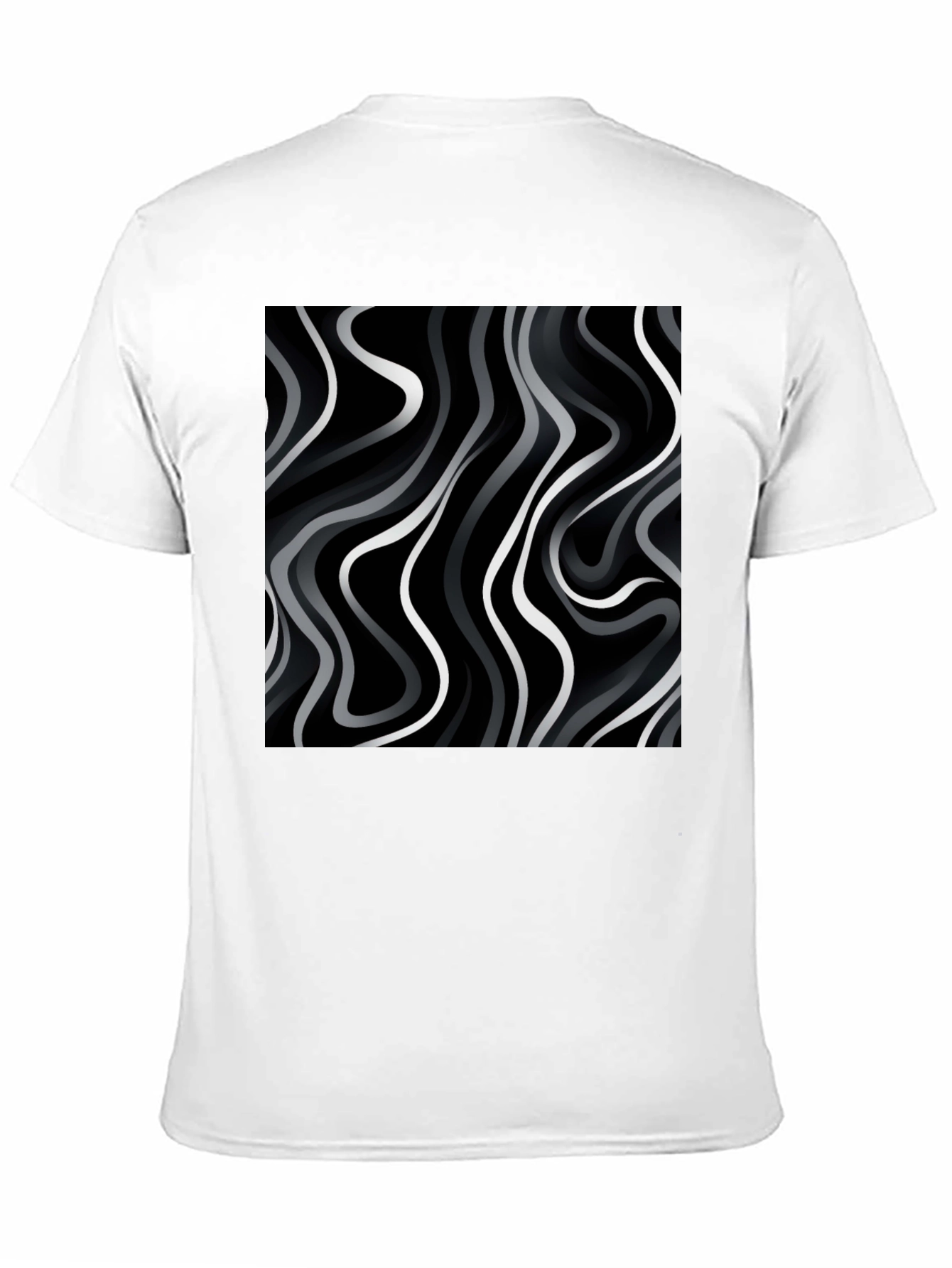 Abstract Wave Print Black T-Shirt