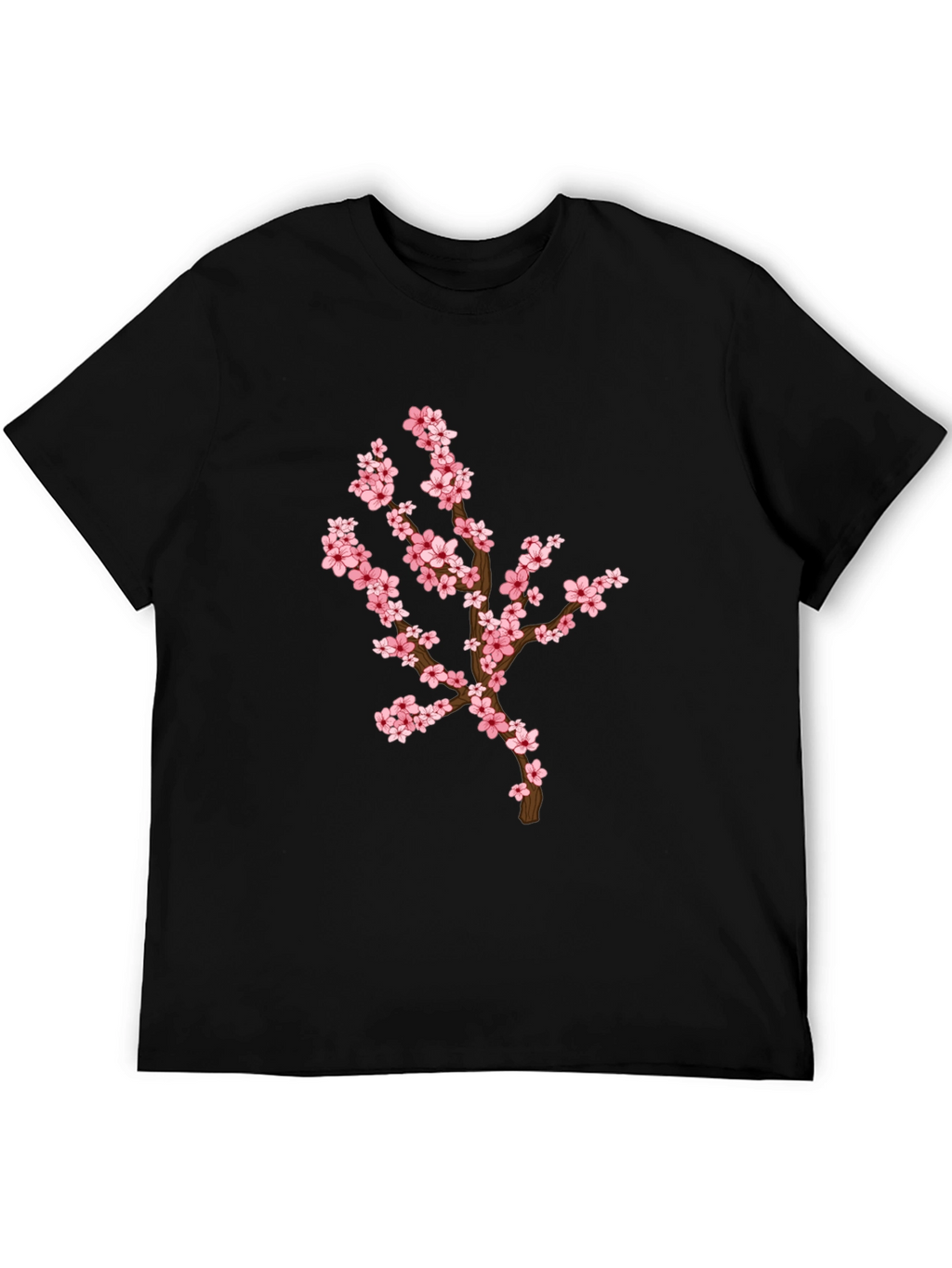 Blossom Branch Graphic Tee - Casual Black T-Shirt