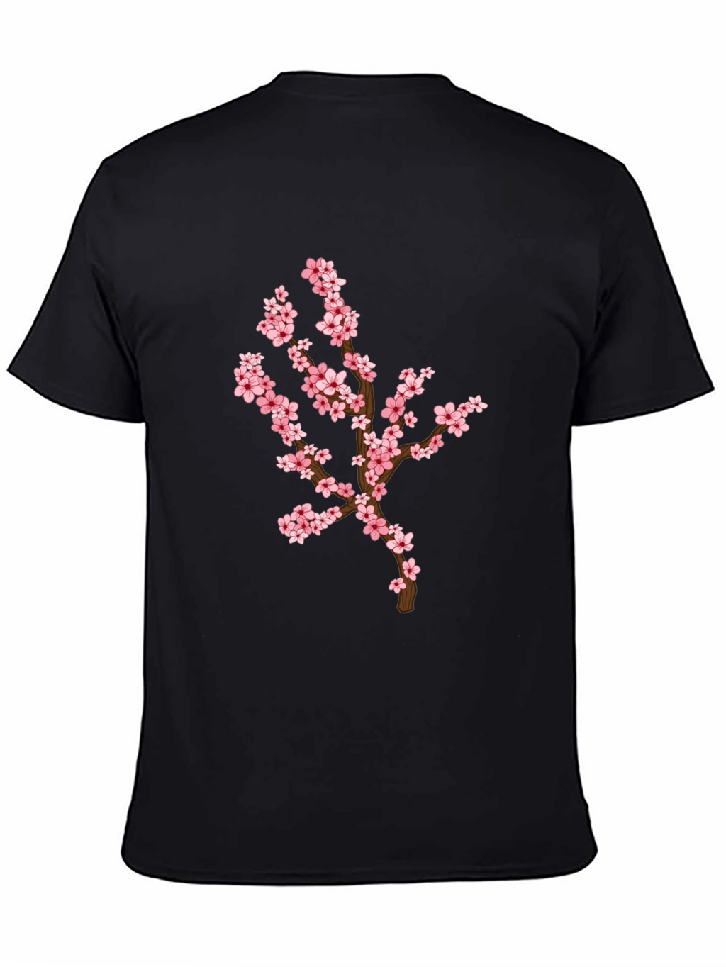 Blossom Branch Graphic Tee - Casual Black T-Shirt