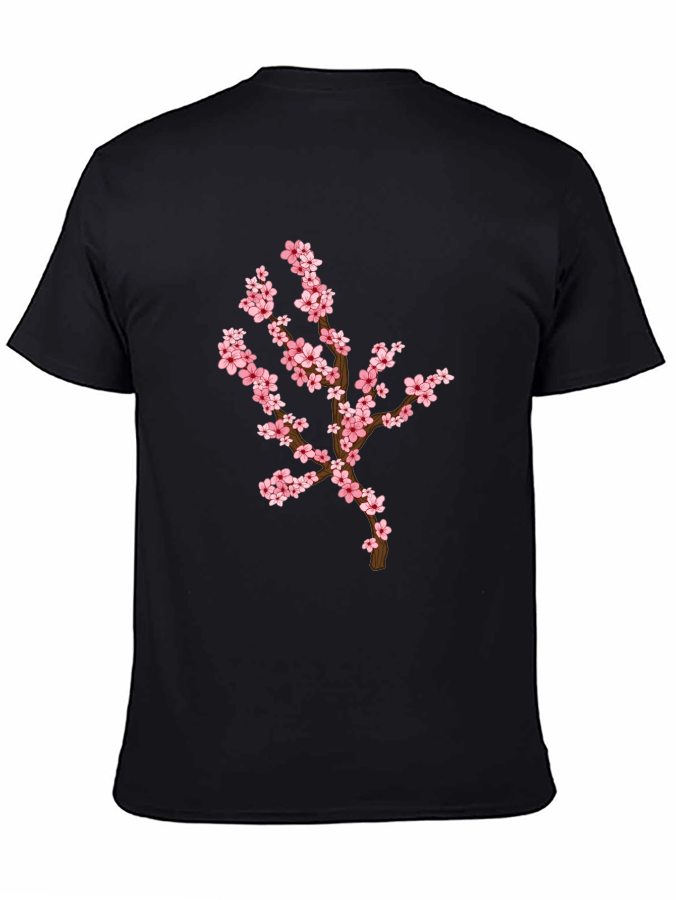 Blossom Branch Graphic Tee - Casual Black T-Shirt