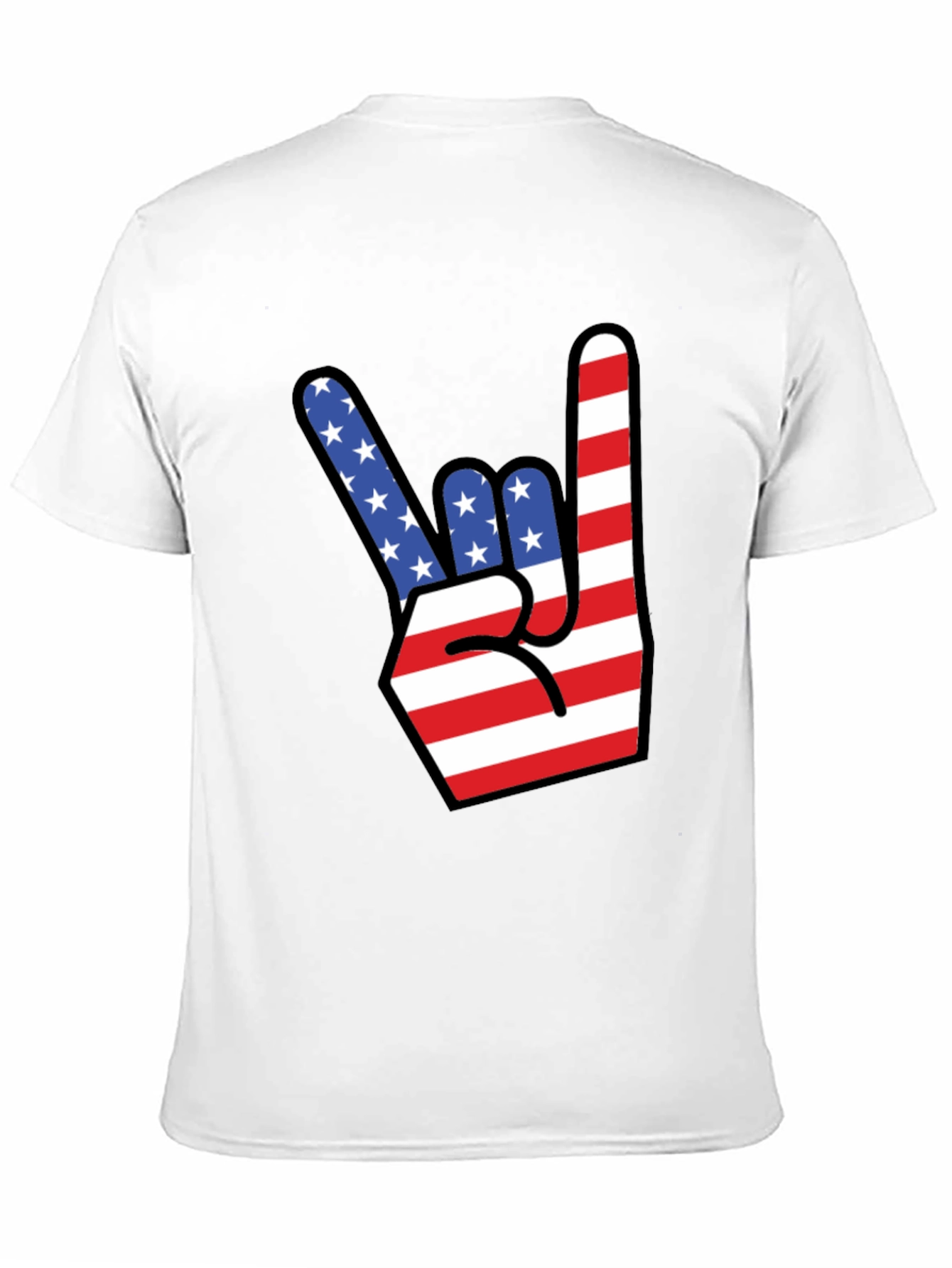 American Flag Rock On Gesture Graphic T-Shirt