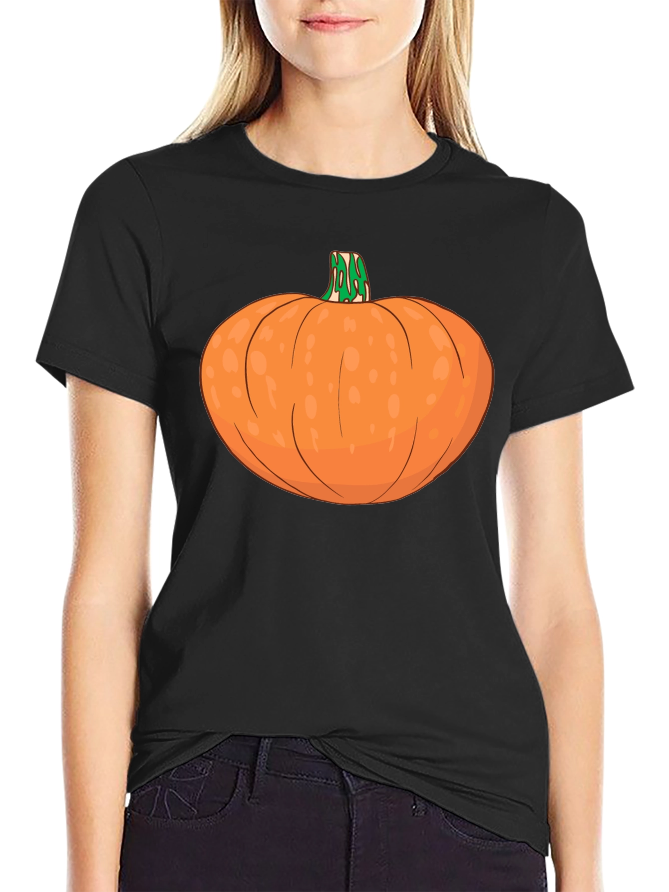 Pumpkin Graphic Tee - Black Halloween Shirt