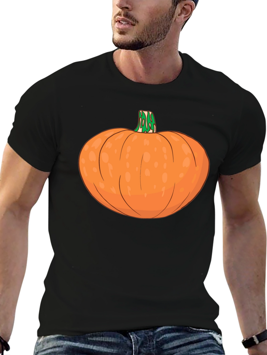 Pumpkin Graphic Tee - Black Halloween Shirt