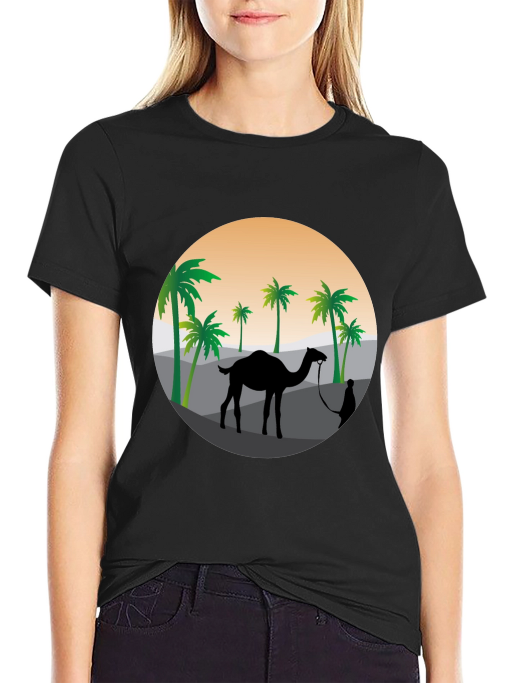 Desert Camel Silhouette Graphic T-Shirt