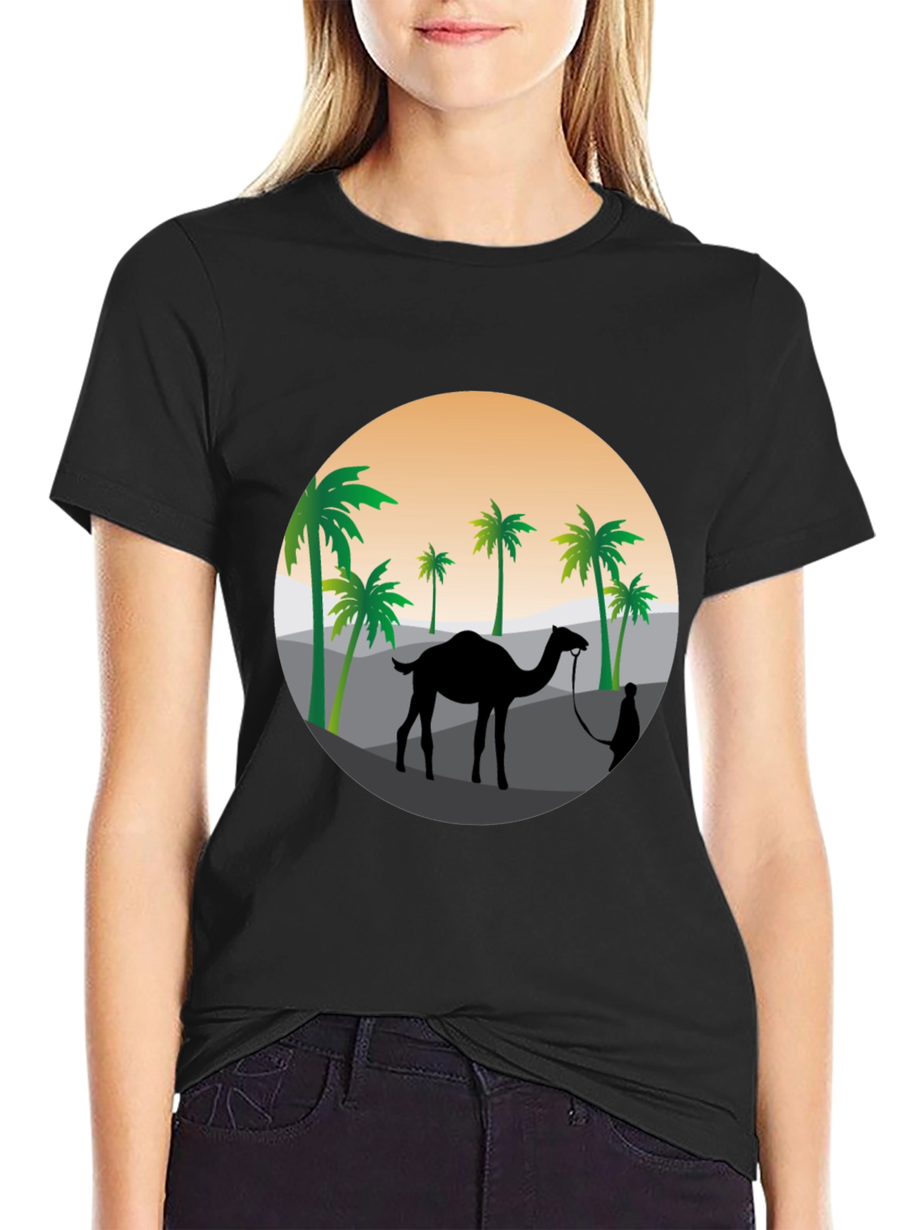 Desert Camel Silhouette Graphic T-Shirt