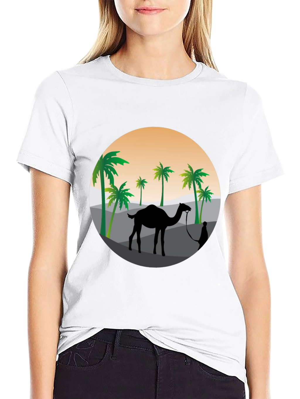 Desert Camel Silhouette Graphic T-Shirt
