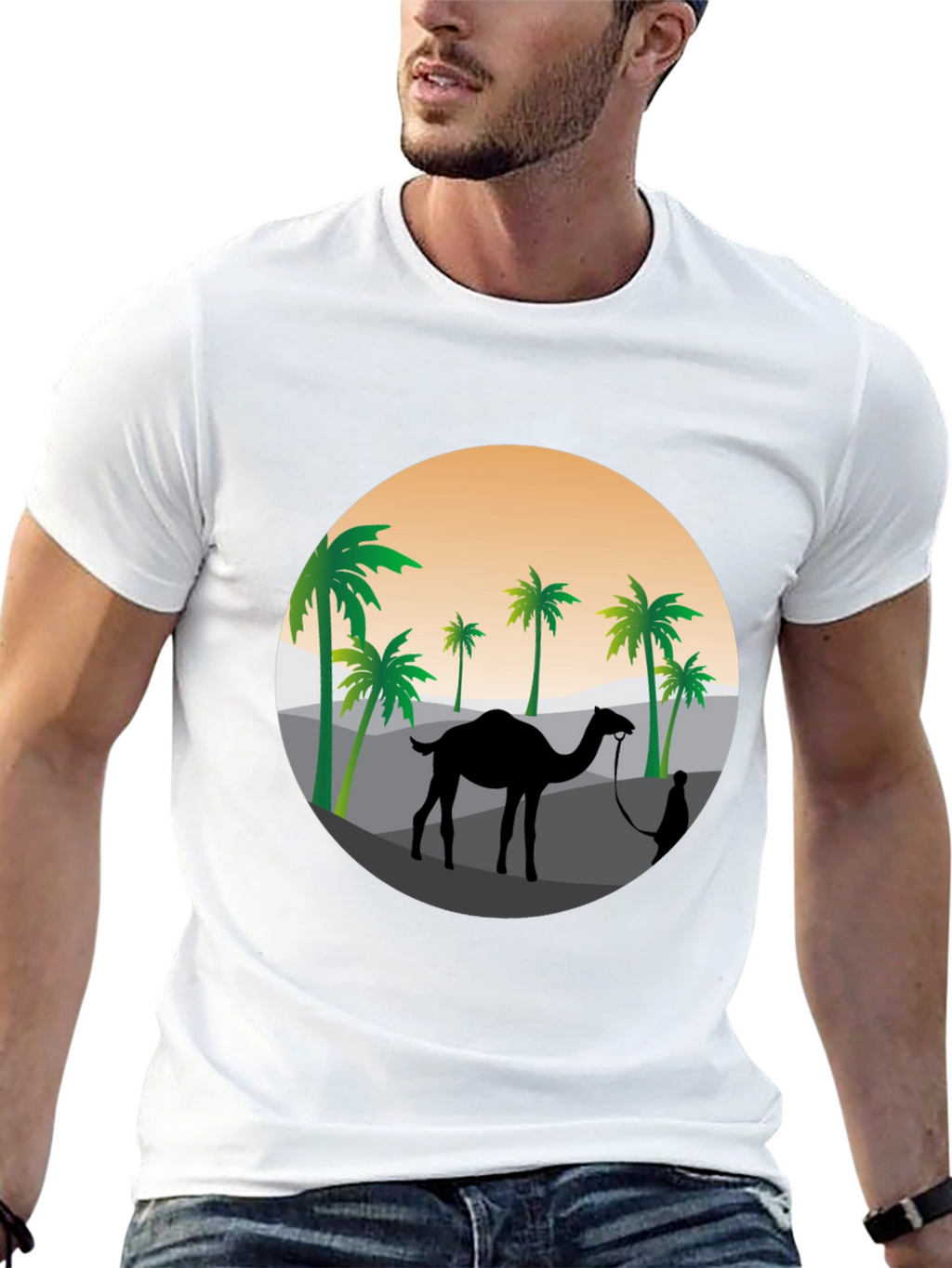 Desert Camel Silhouette Graphic T-Shirt