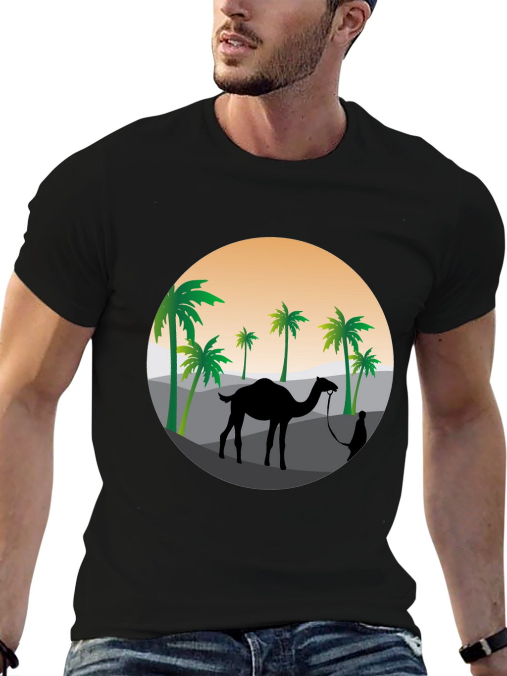 Desert Camel Silhouette Graphic T-Shirt