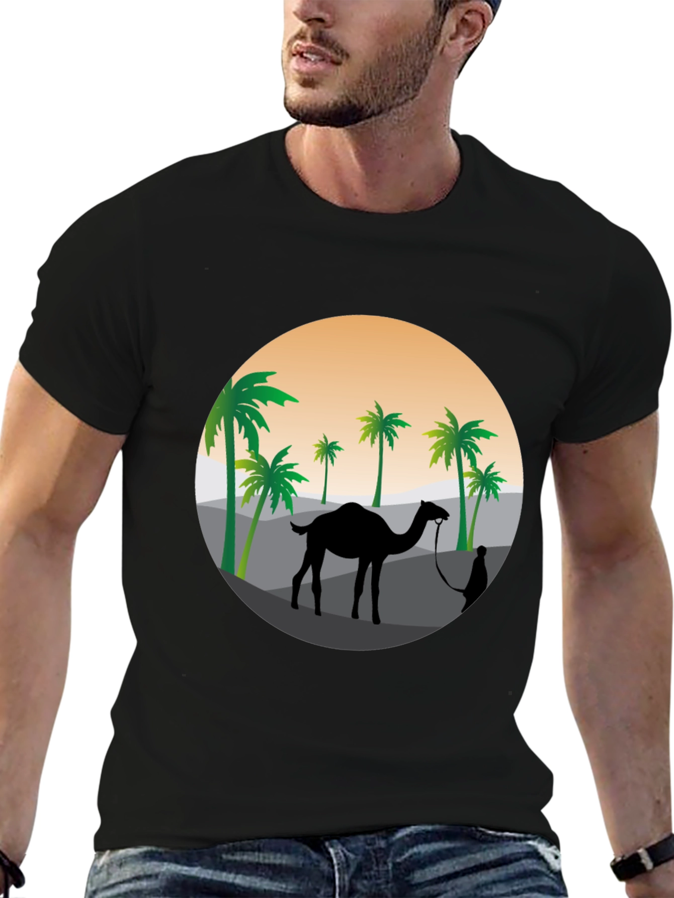 Desert Camel Silhouette Graphic T-Shirt