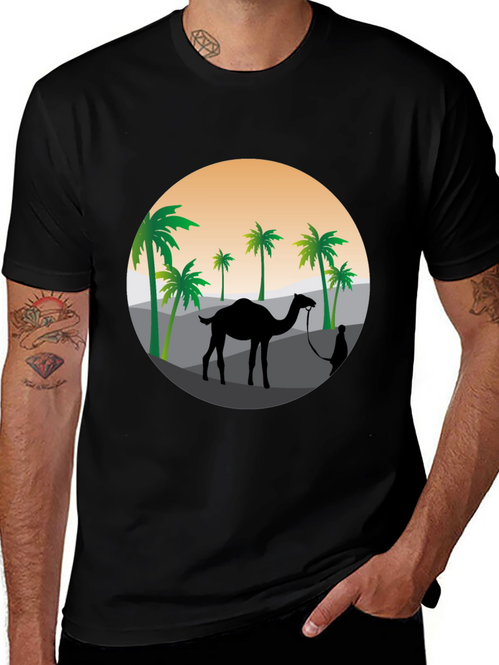 Desert Camel Silhouette Graphic T-Shirt