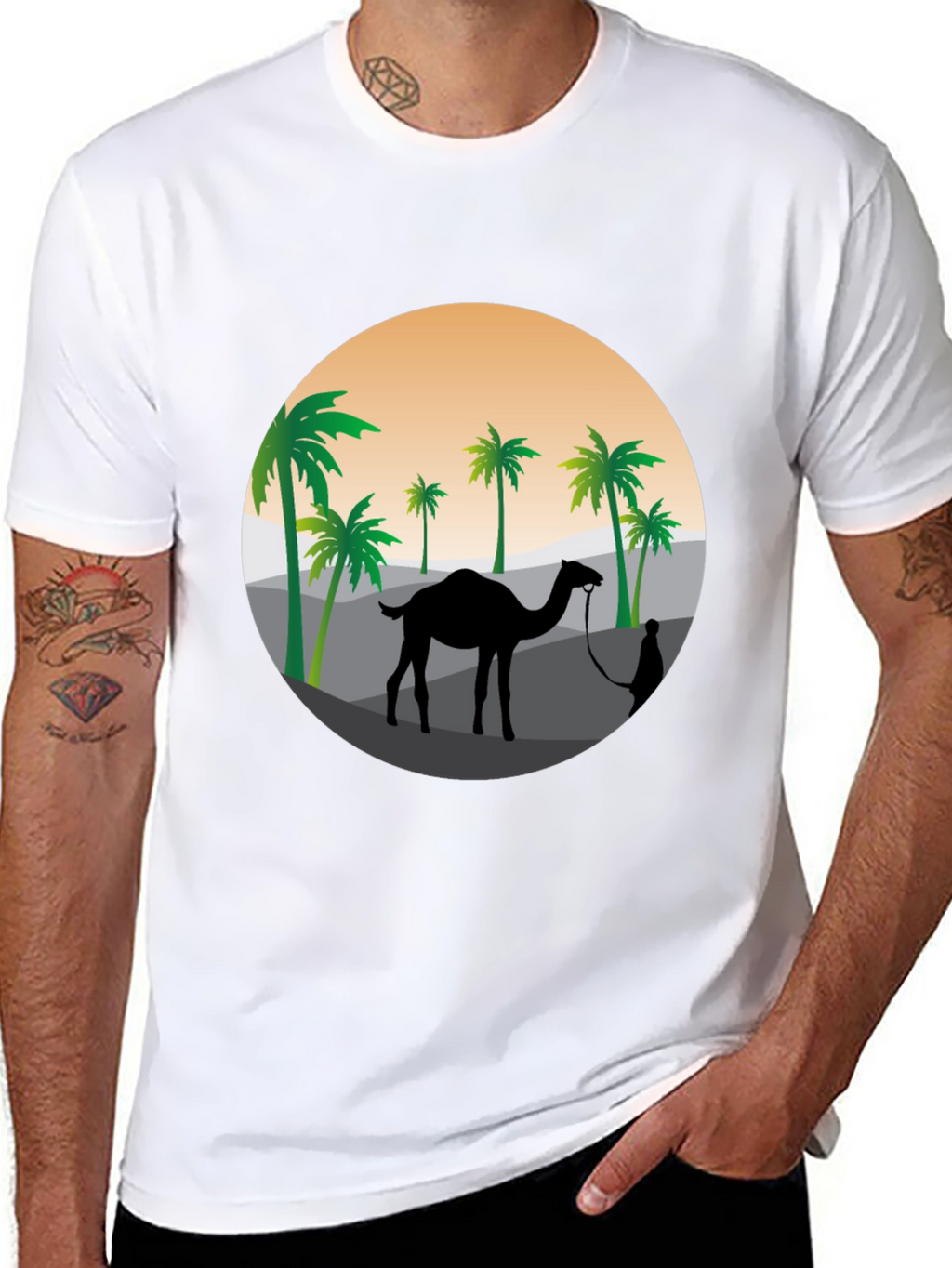 Desert Camel Silhouette Graphic T-Shirt