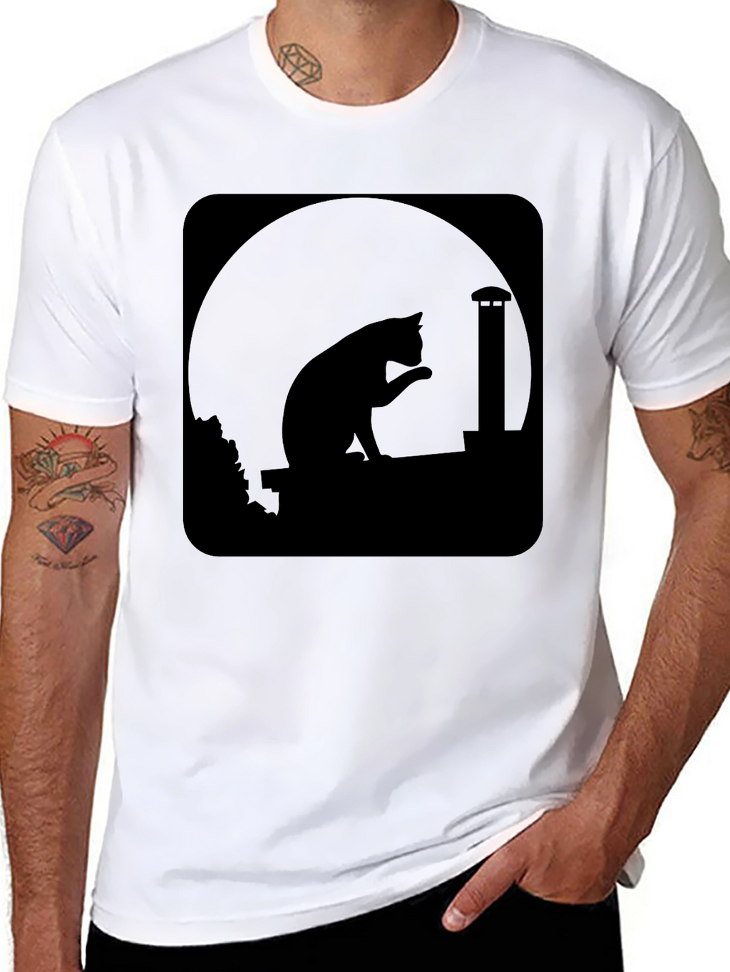 Midnight Cat Silhouette T-Shirt