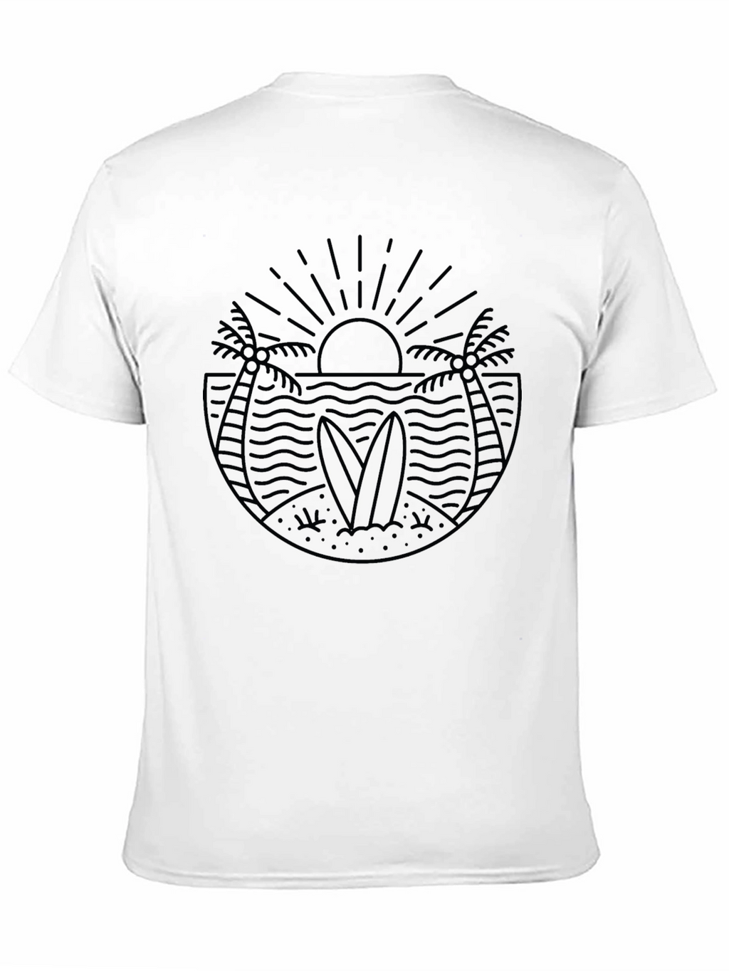 Mens Black Graphic Tee - Beach Surf Design
