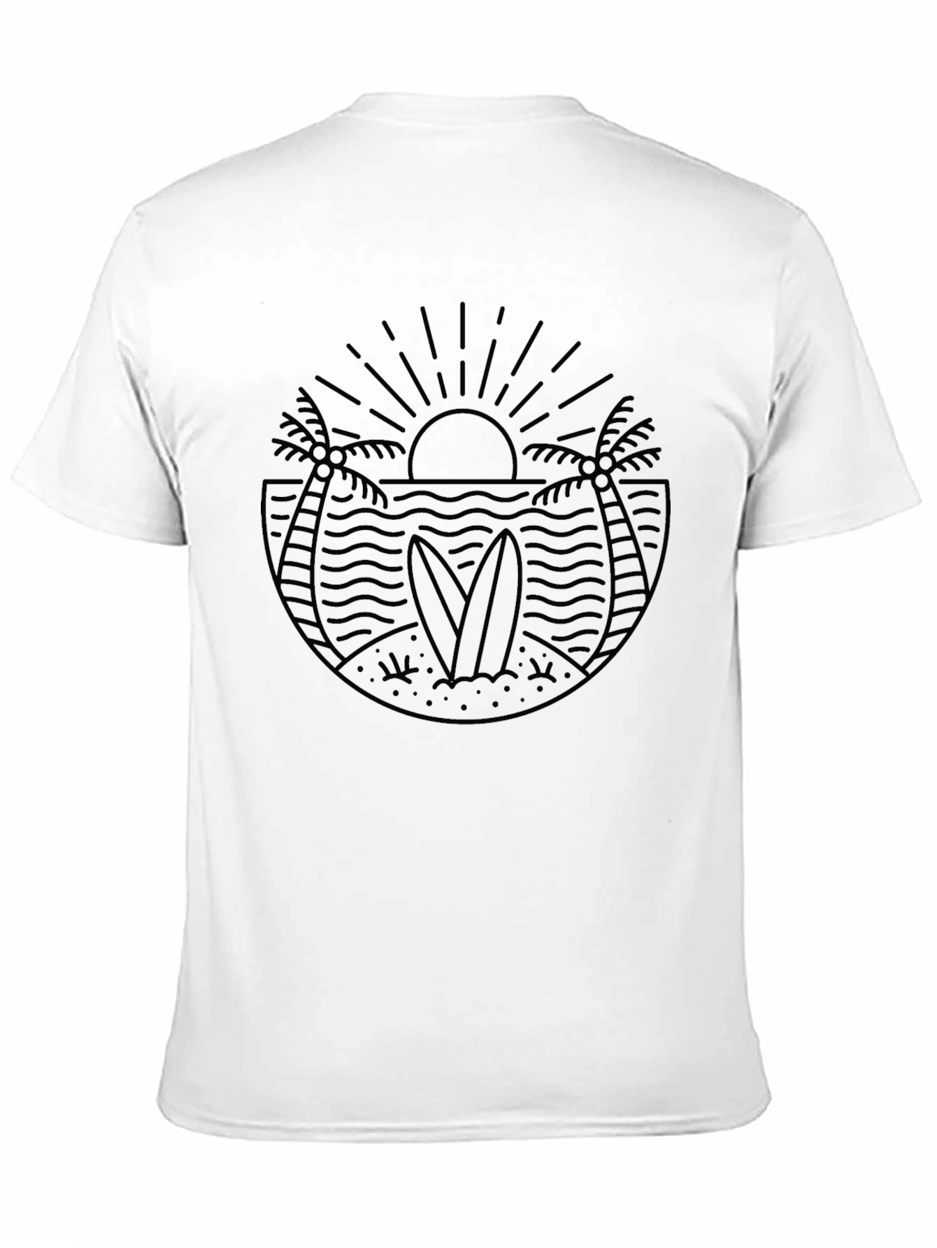 Mens Black Graphic Tee - Beach Surf Design