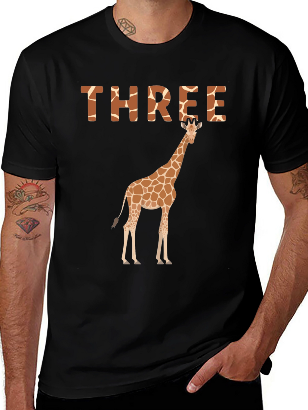 Three Giraffe Birthday T-Shirt