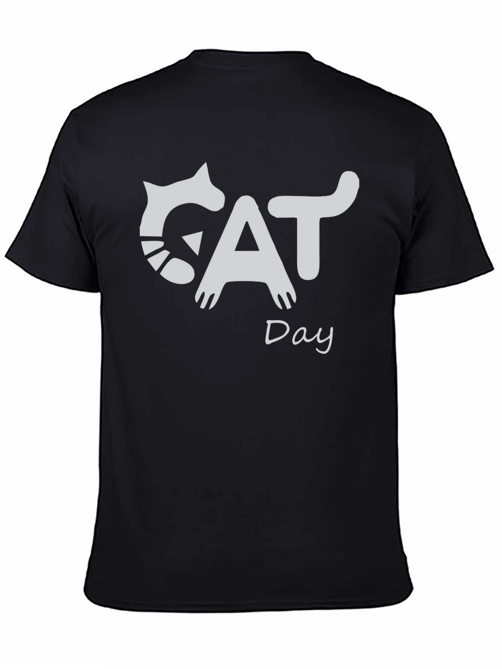Cat Day Graphic T-Shirt - Black Crew Neck Tee