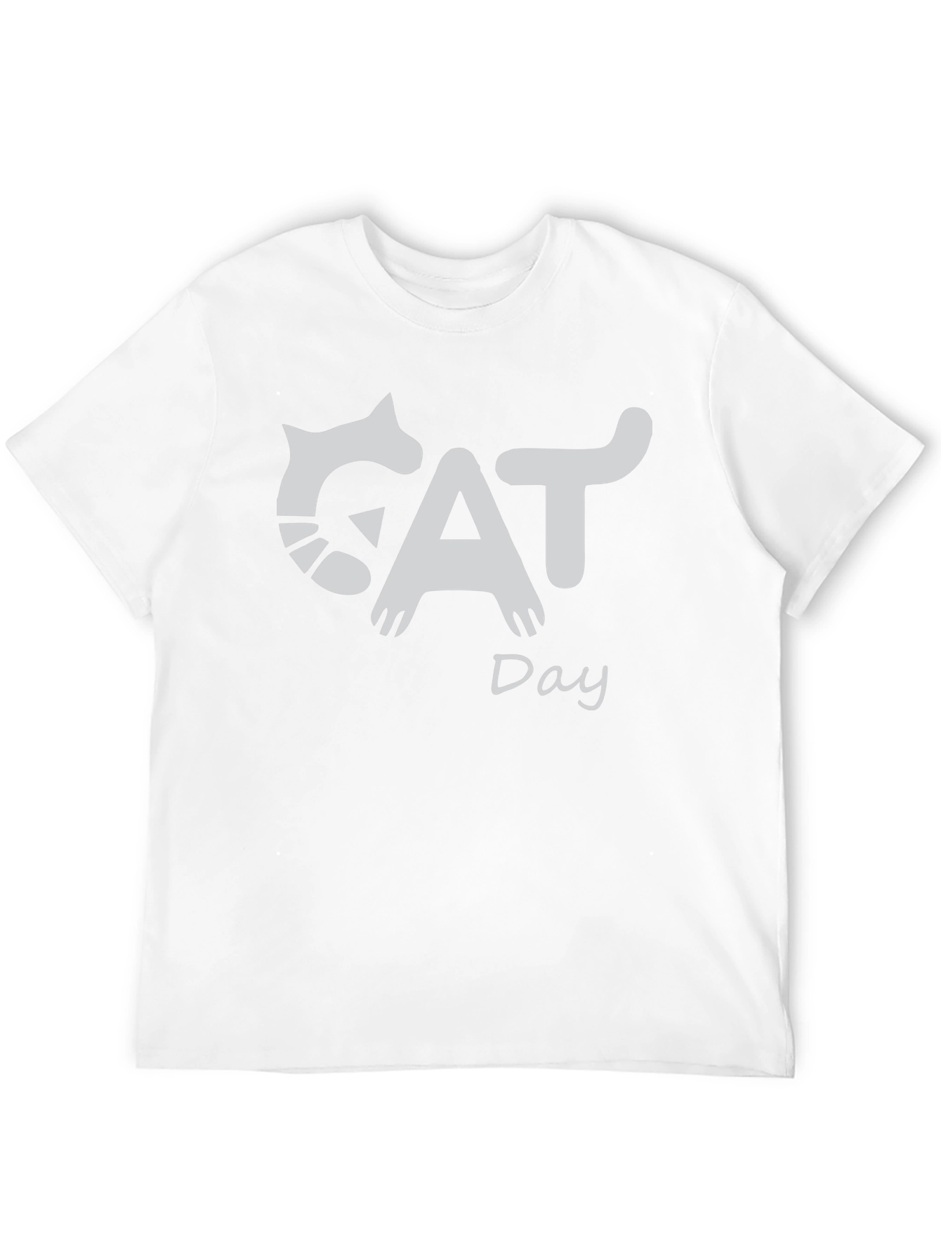 Cat Day Graphic T-Shirt - Black Crew Neck Tee