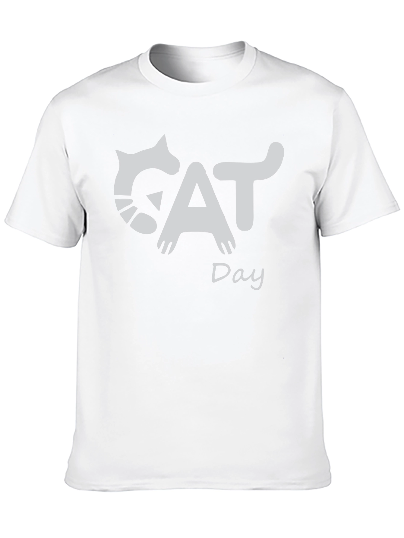 Cat Day Graphic T-Shirt - Black Crew Neck Tee