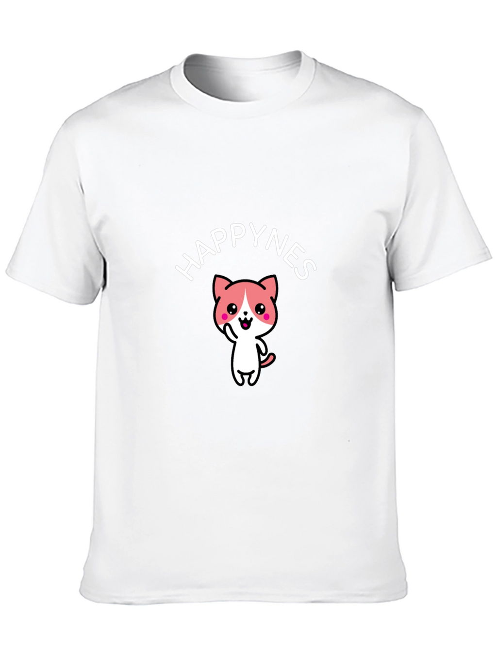 Happy Cat Graphic Tee - Black Cotton Comfort