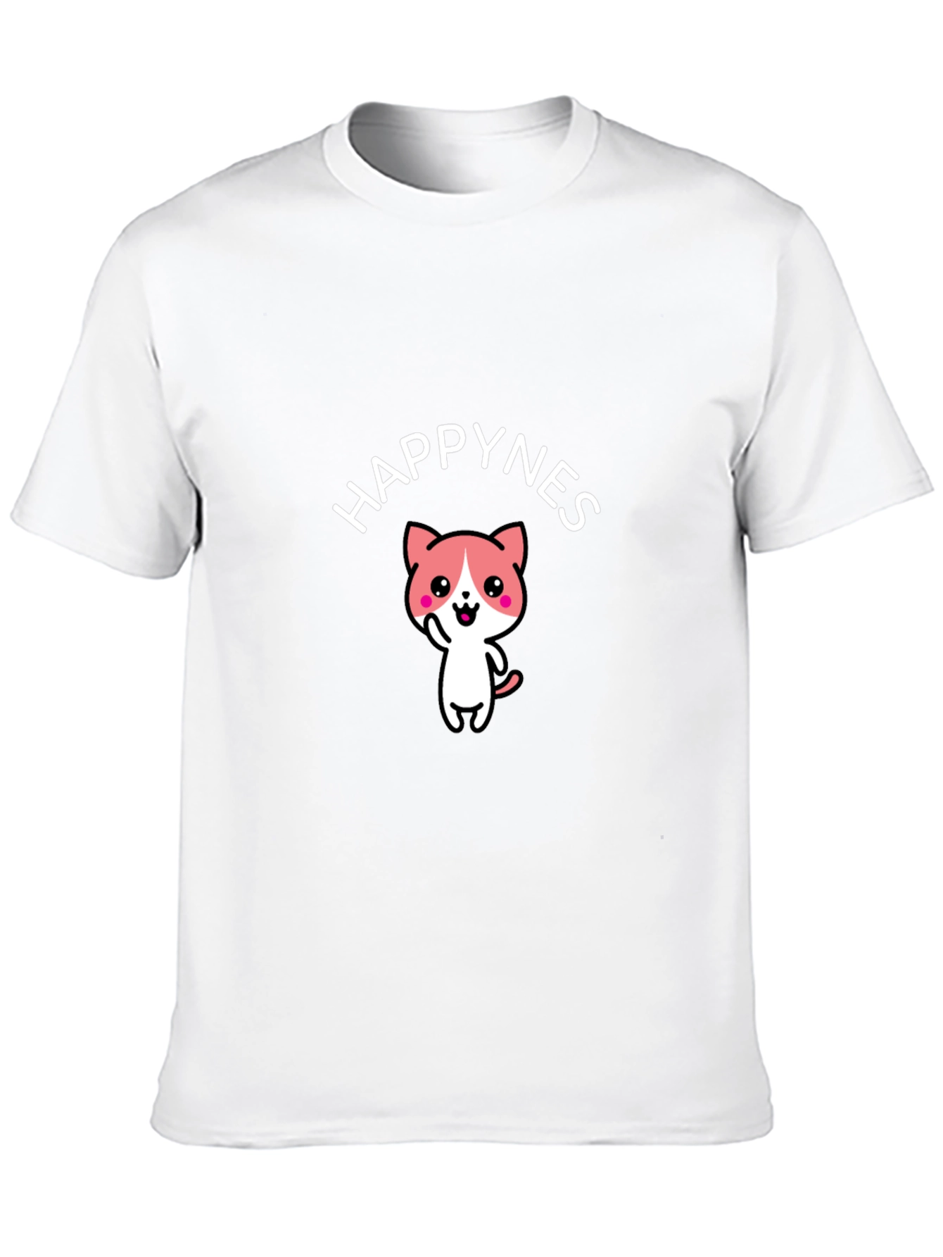 Happy Cat Graphic Tee - Black Cotton Comfort