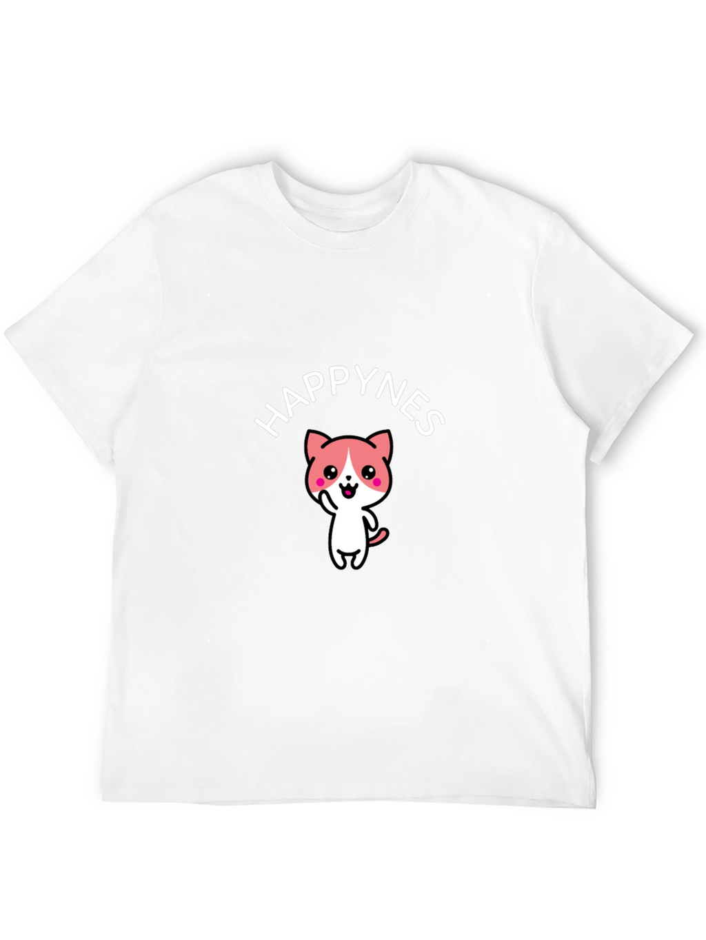 Happy Cat Graphic Tee - Black Cotton Comfort