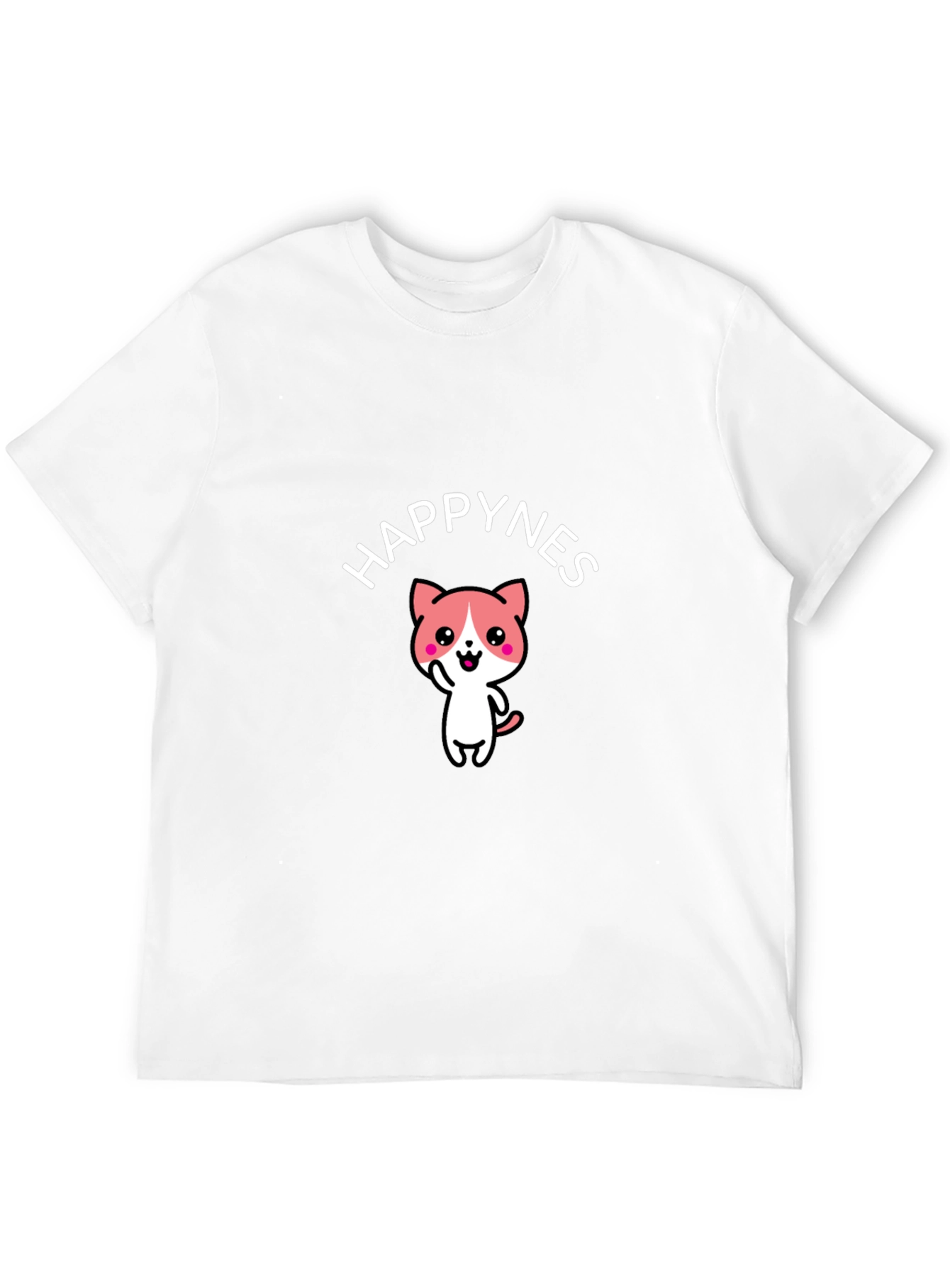 Happy Cat Graphic Tee - Black Cotton Comfort