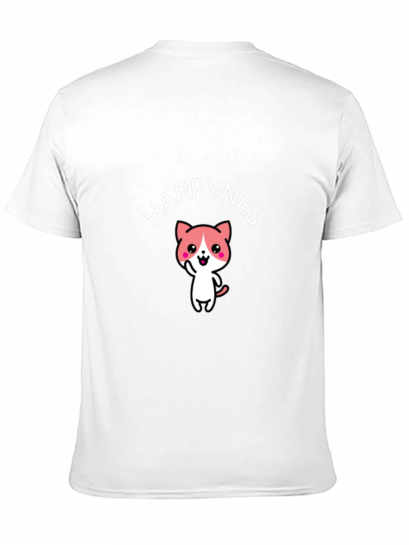 Happy Cat Graphic Tee - Black Cotton Comfort