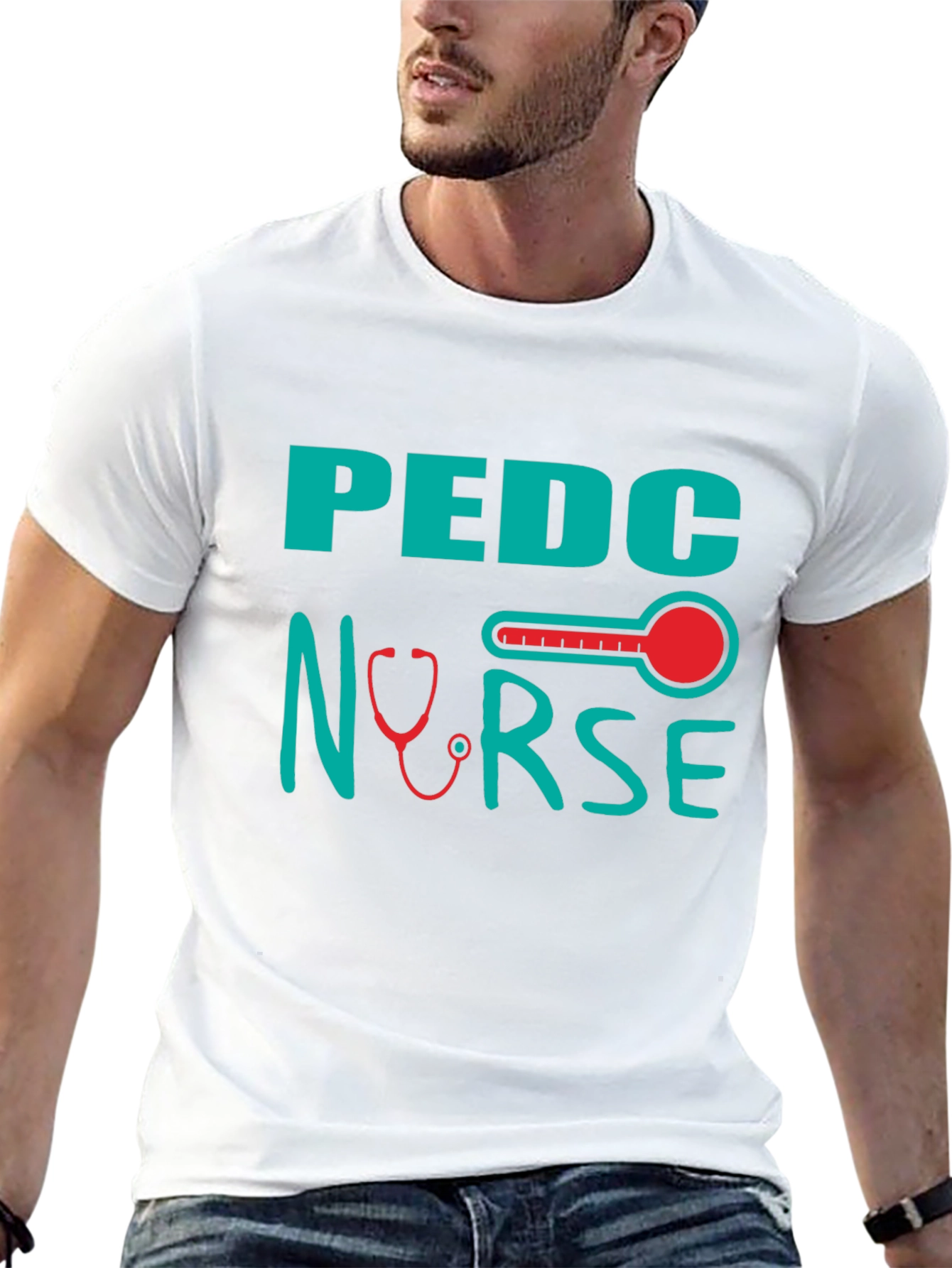 Pediatric Nurse T-Shirt - Stethoscope & Thermometer Design