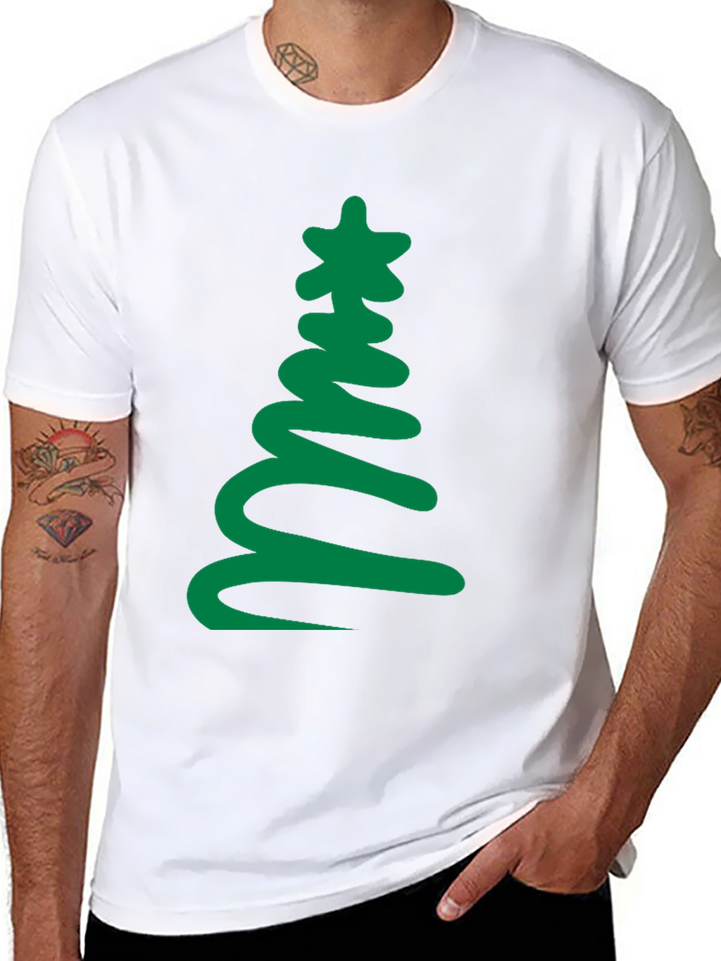 Festive Tree Graphic Tee - Black Holiday Shirt