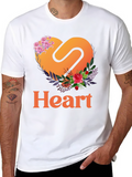 Floral Heart Graphic Black T-Shirt