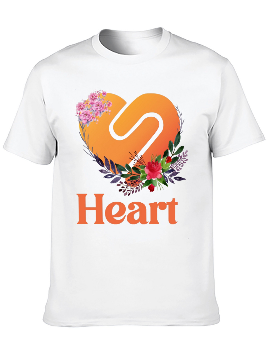 Floral Heart Graphic Black T-Shirt