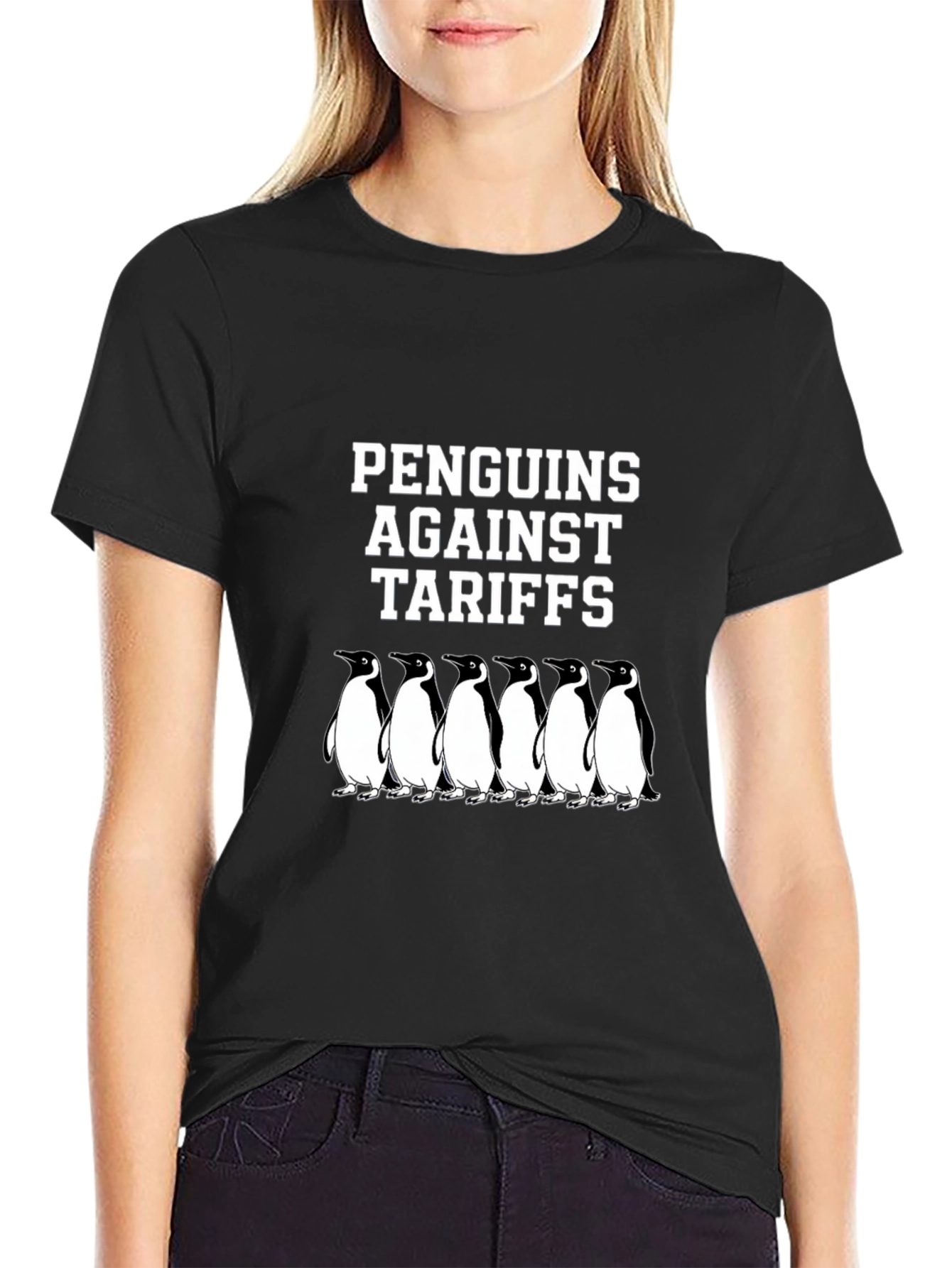 Penguins Against Tariffs Graphic T-Shirt
