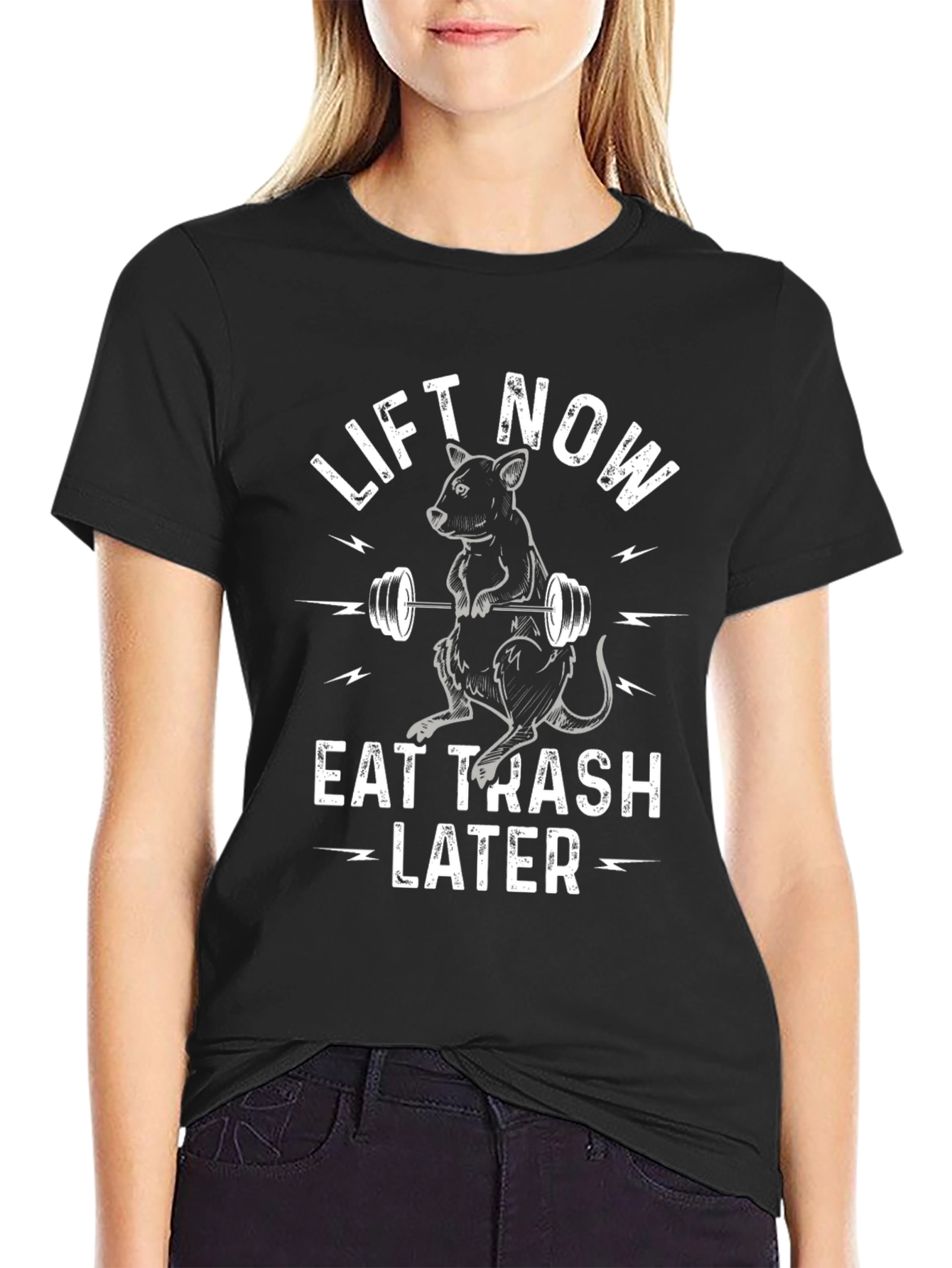 Lift Now Eat Trash Later Graphic T-Shirt