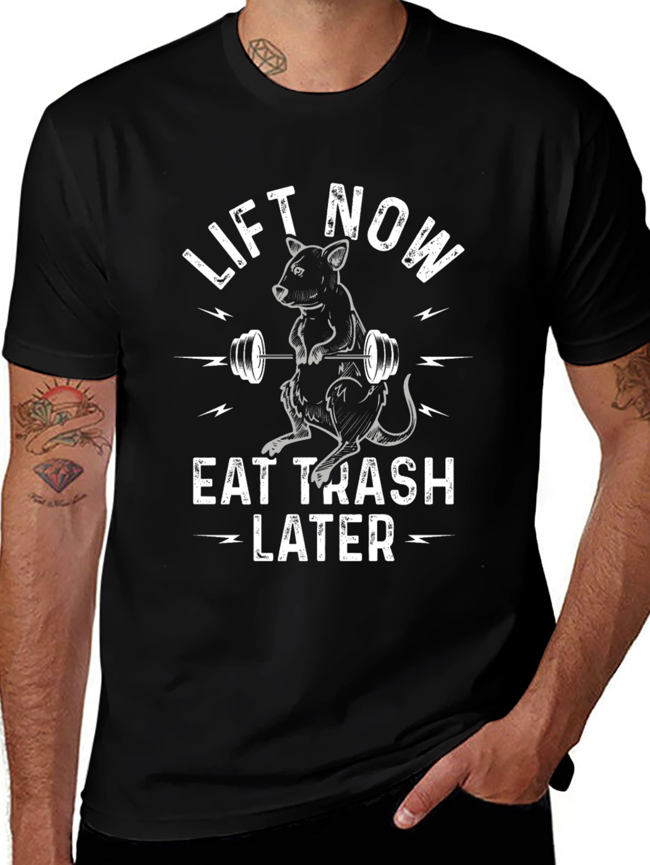 Lift Now Eat Trash Later Graphic T-Shirt