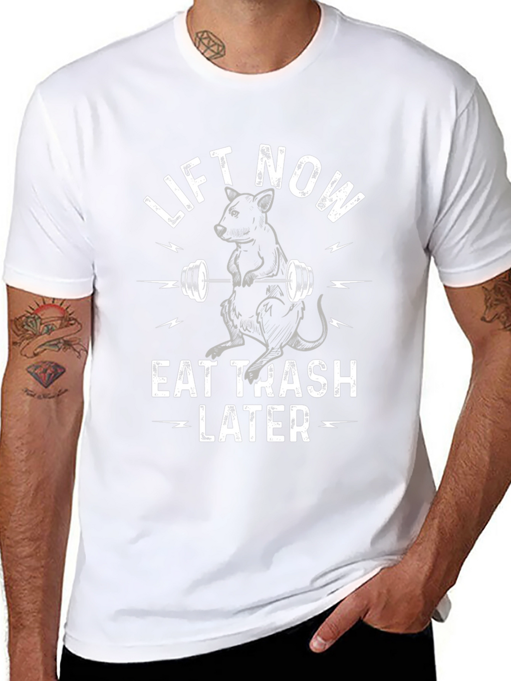 Lift Now Eat Trash Later Graphic T-Shirt