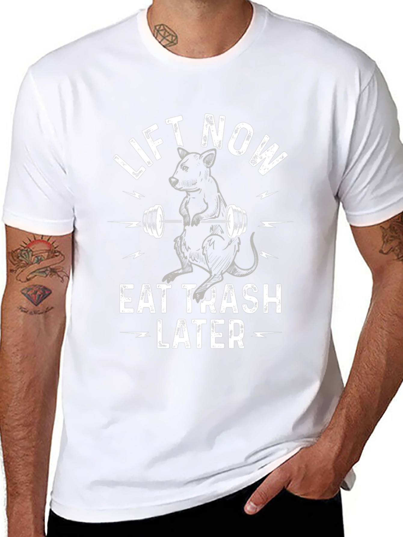 Lift Now Eat Trash Later Graphic T-Shirt