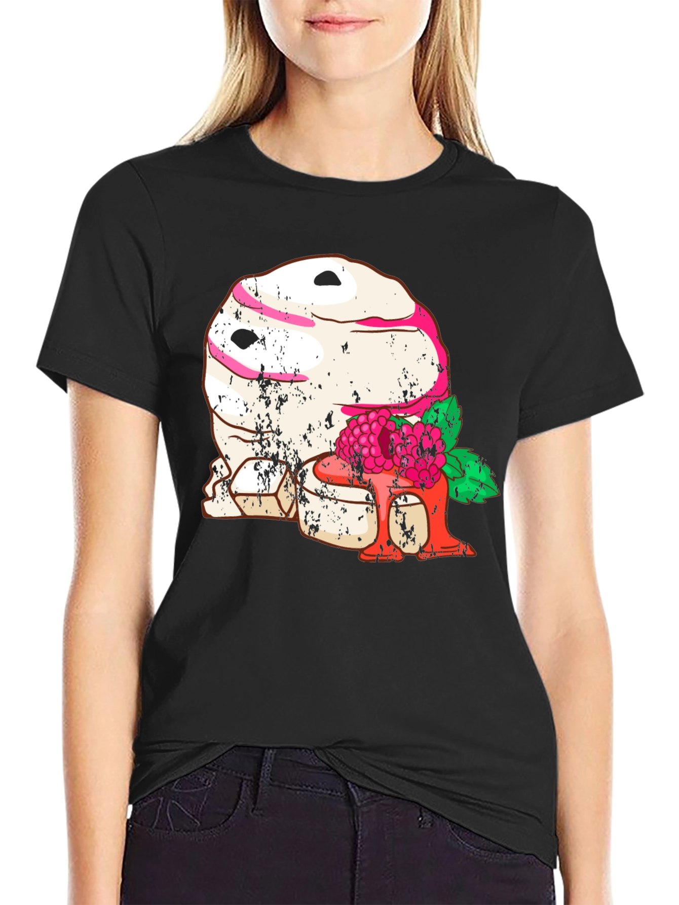 Mummy Raspberry Graphic Tee - Black Cotton T-Shirt