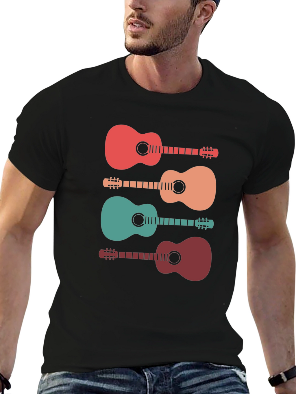 Retro Guitar T-Shirt - Music Lover Tee