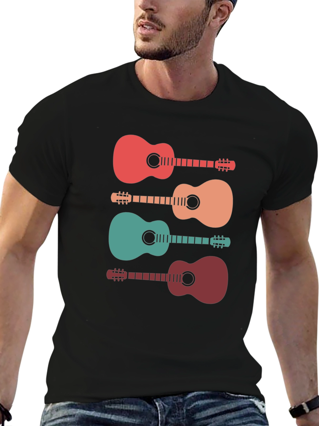 Retro Guitar T-Shirt - Music Lover Tee