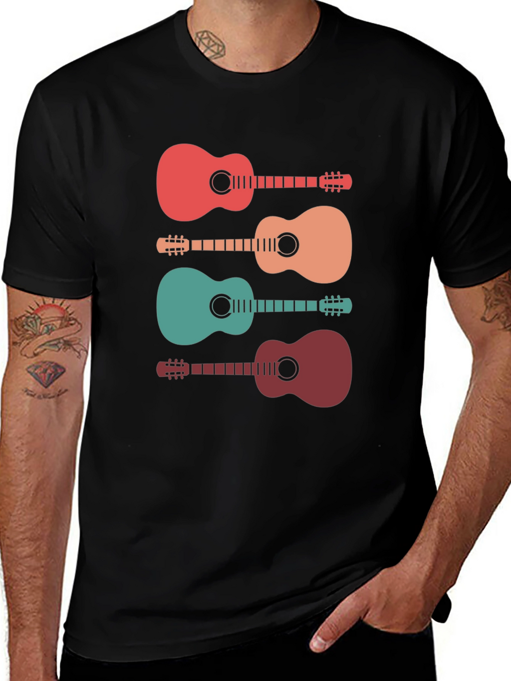 Retro Guitar T-Shirt - Music Lover Tee