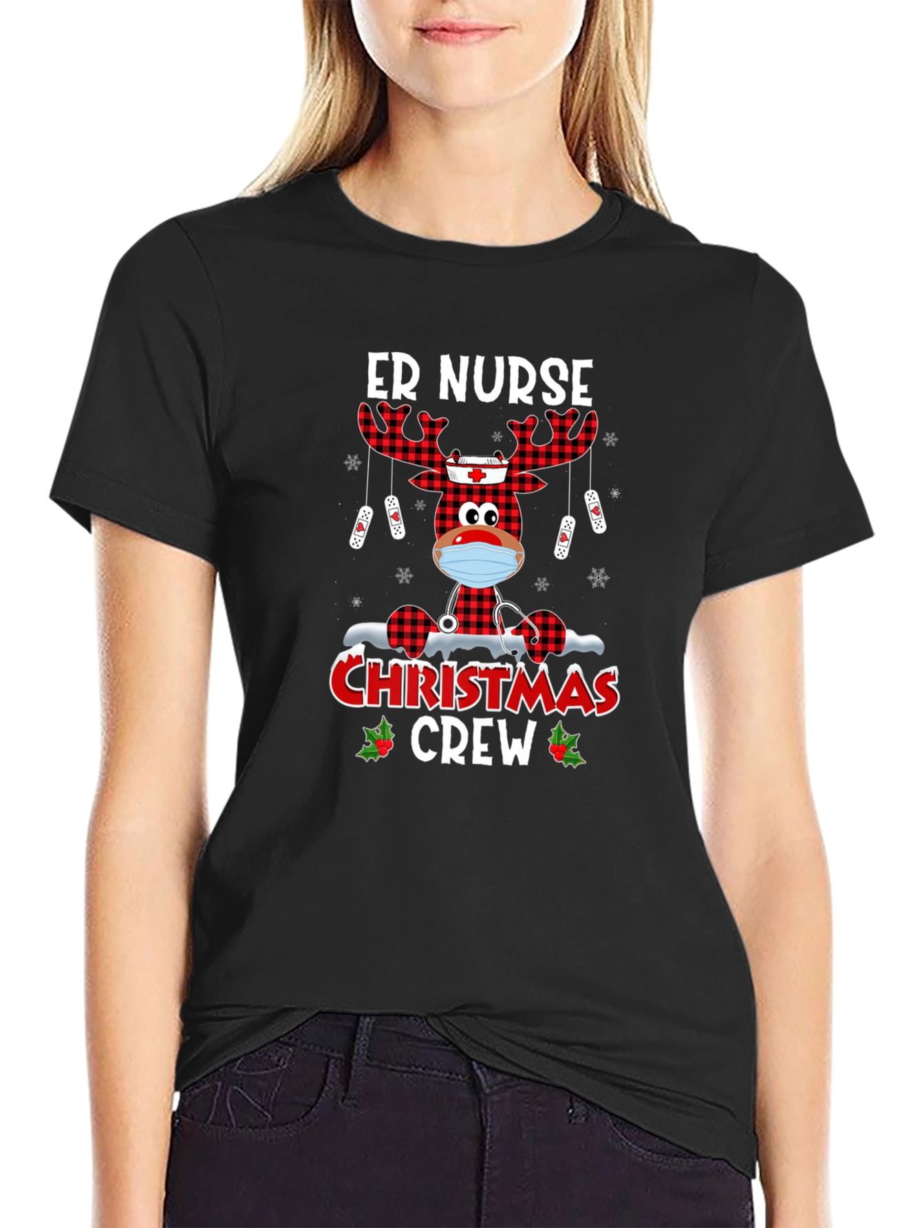ER Nurse Christmas Crew Graphic Tee