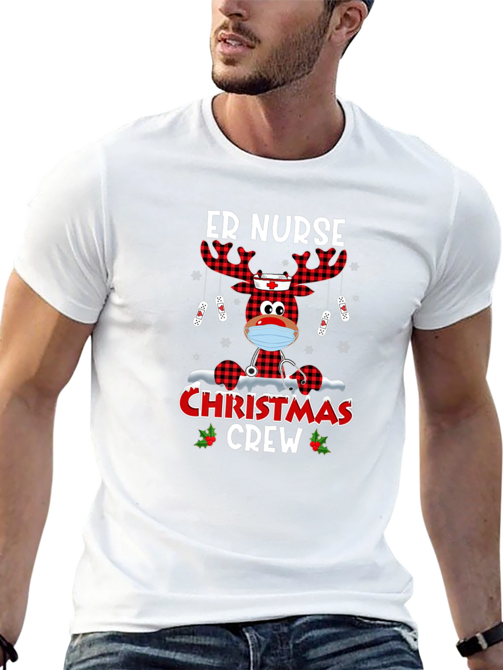 ER Nurse Christmas Crew Graphic Tee
