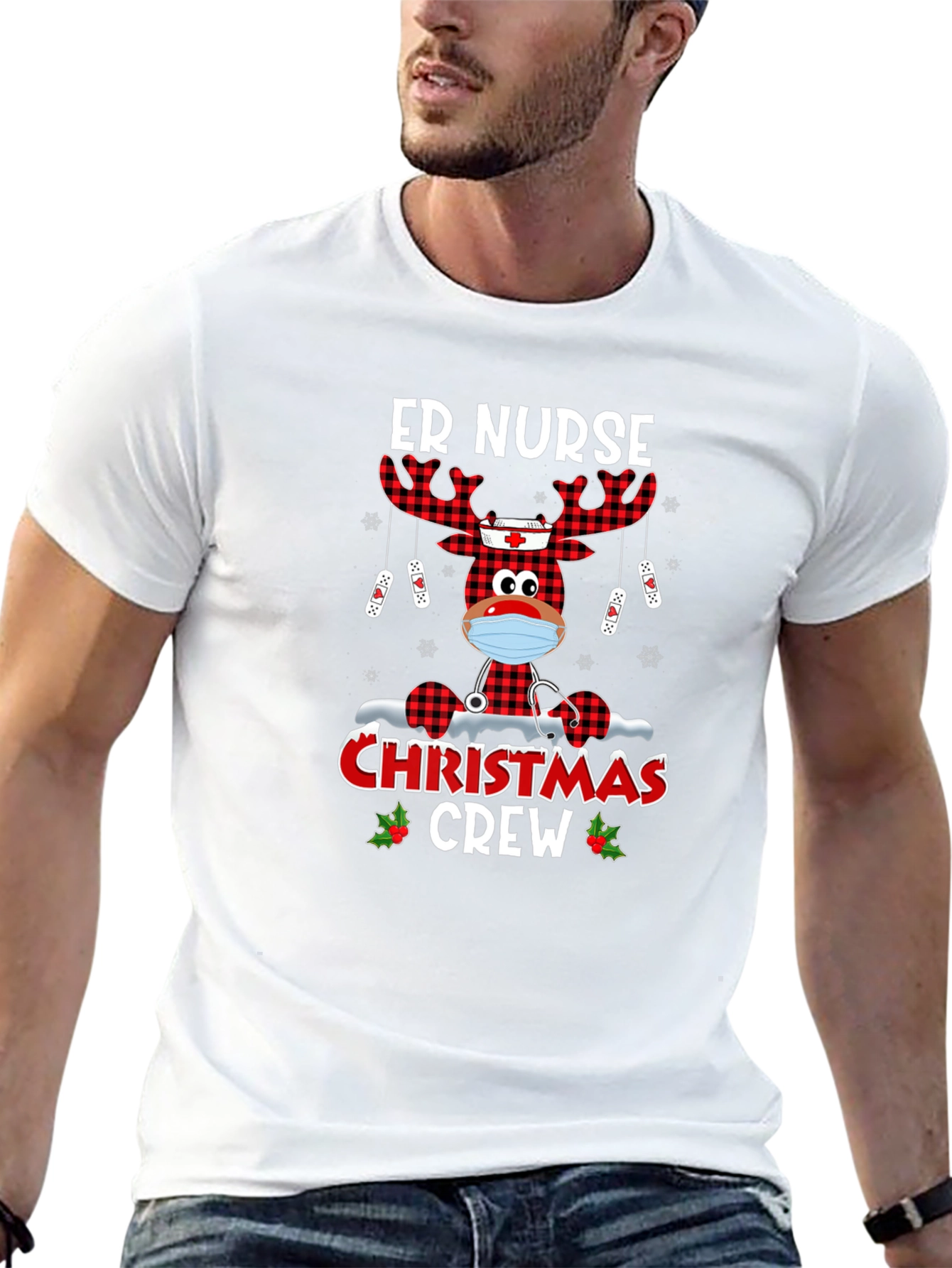 ER Nurse Christmas Crew Graphic Tee