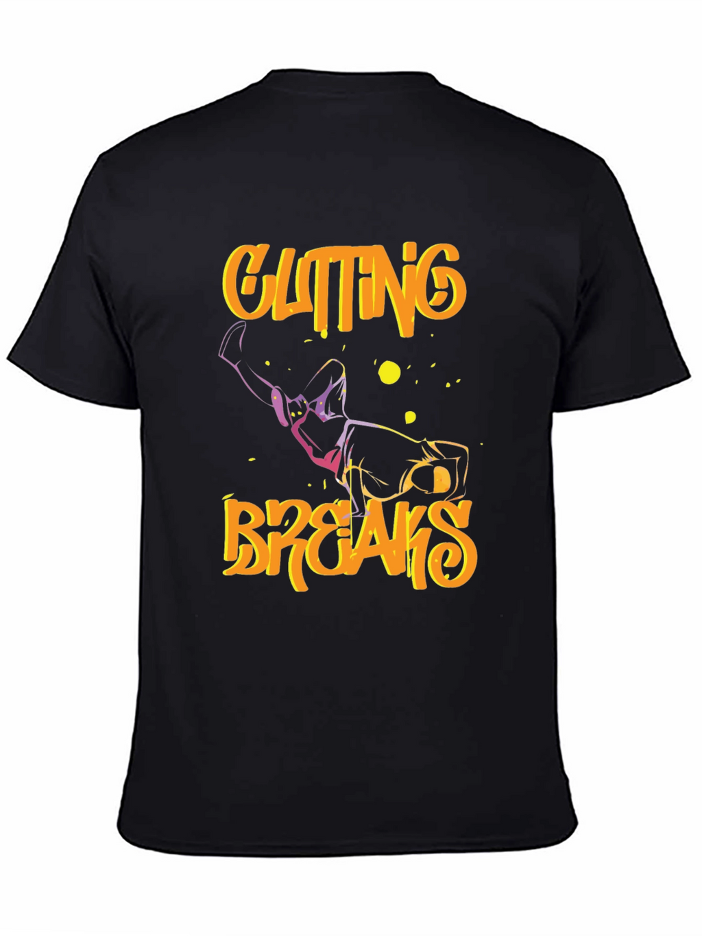 Cutting Breaks Graphic Print Black T-Shirt