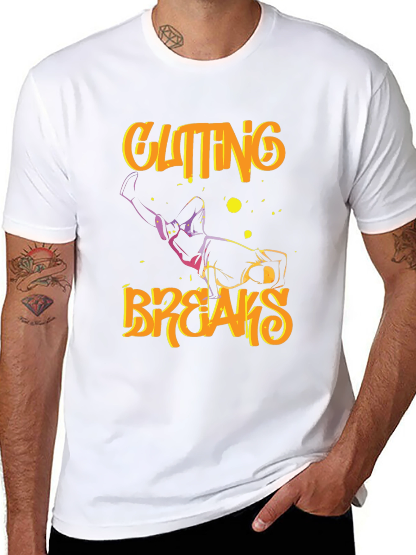 Cutting Breaks Graphic Print Black T-Shirt