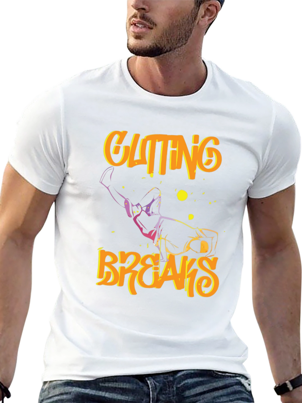 Cutting Breaks Graphic Print Black T-Shirt
